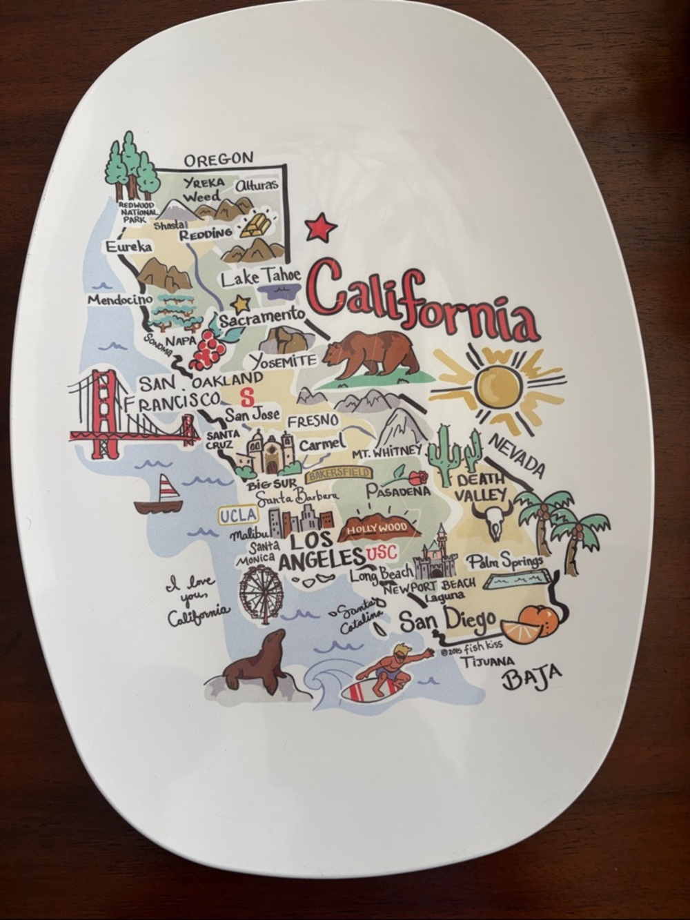 California Illustrated Map Serving Platter - microwave safe